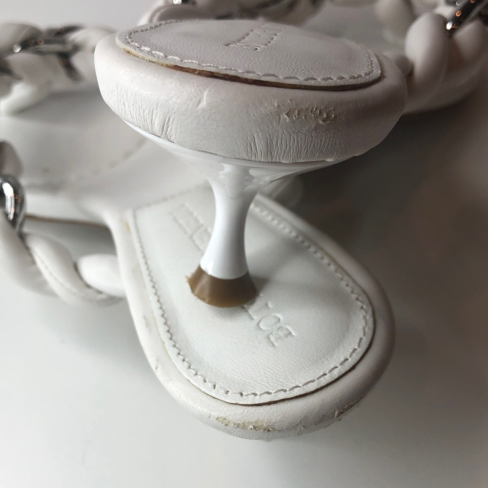 Bottega Venetta Dot Sandal White with Silver chain Accent Size 39 EU (7.5-8US) - Picture 10 of 14